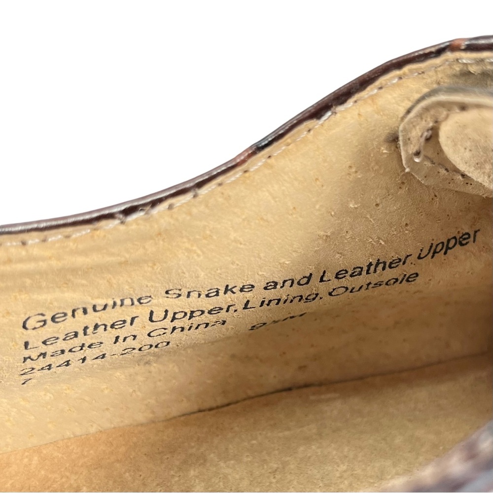 Stacy Adams Mens 9 1/2M‎ Genuine Snake & Leather Brown Square Toe Derby Shoes - Picture 12 of 13